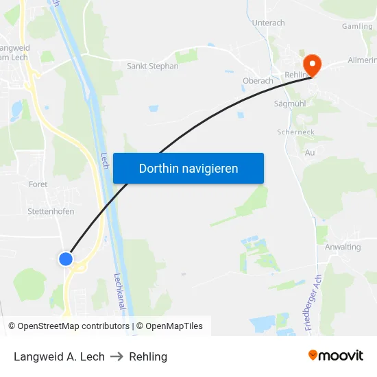 Langweid A. Lech to Rehling map
