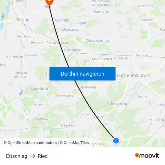 Ettschlag to Ried map