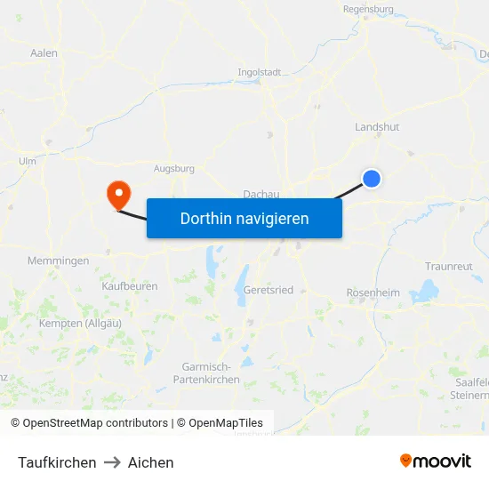 Taufkirchen to Aichen map