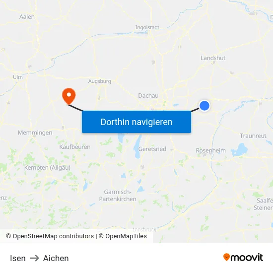 Isen to Aichen map