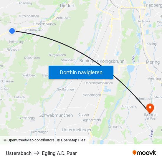 Ustersbach to Egling A.D. Paar map