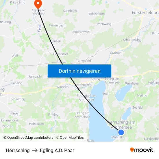 Herrsching to Egling A.D. Paar map