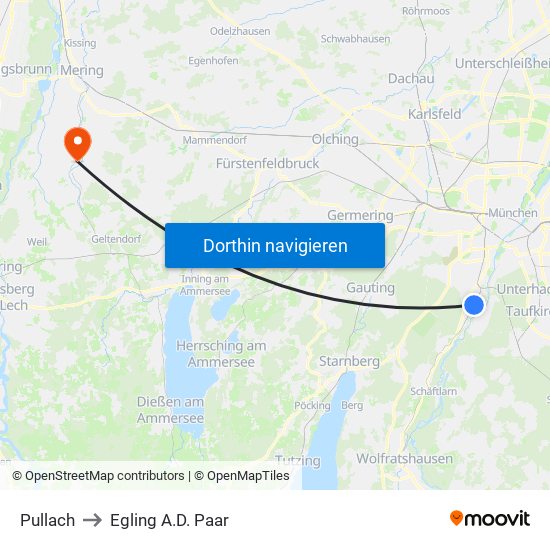 Pullach to Egling A.D. Paar map