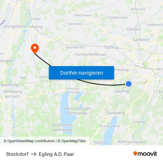 Stockdorf to Egling A.D. Paar map