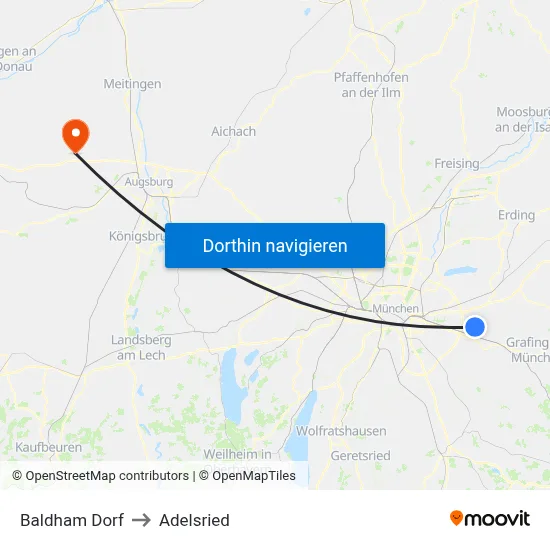Baldham Dorf to Adelsried map