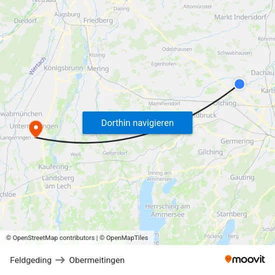 Feldgeding to Obermeitingen map