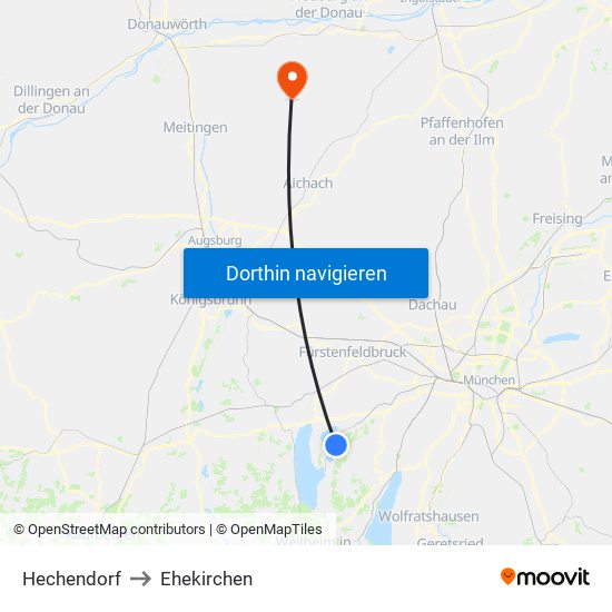 Hechendorf to Ehekirchen map