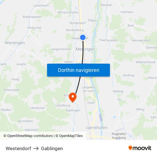 Westendorf to Gablingen map