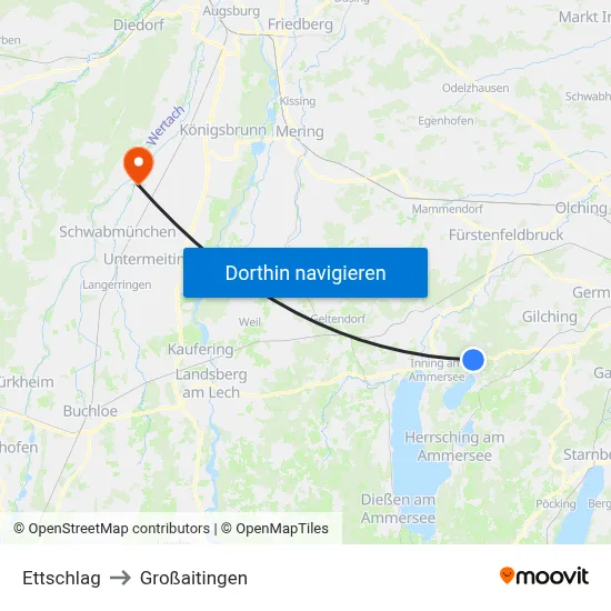 Ettschlag to Großaitingen map