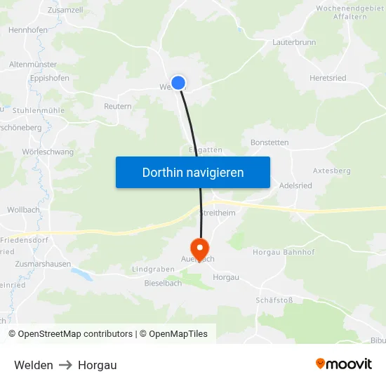 Welden to Horgau map