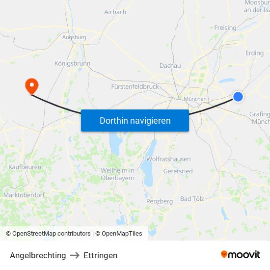 Angelbrechting to Ettringen map