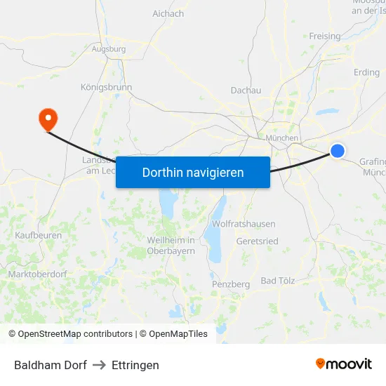Baldham Dorf to Ettringen map
