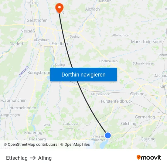 Ettschlag to Affing map