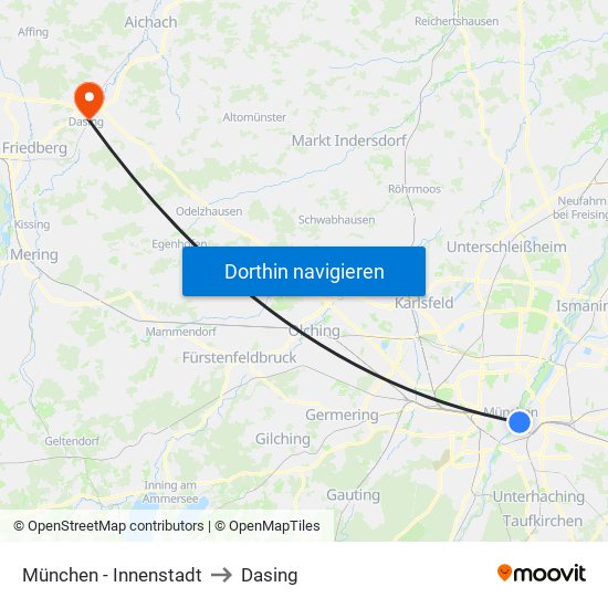 München - Innenstadt to Dasing map