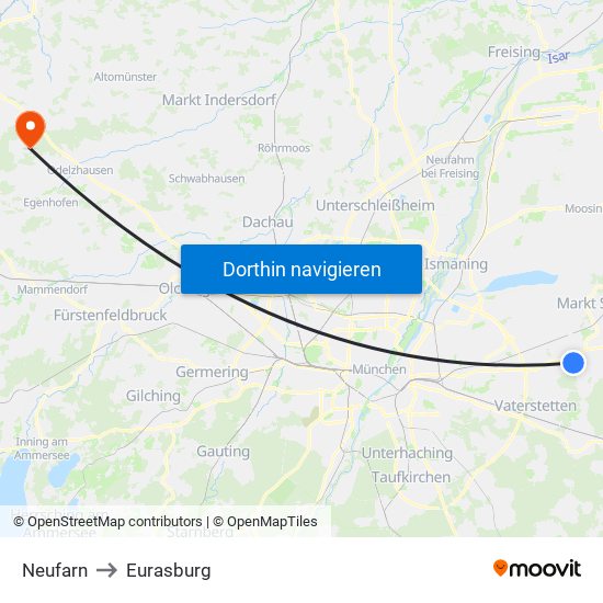 Neufarn to Eurasburg map