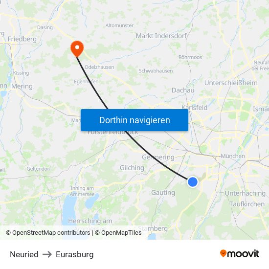 Neuried to Eurasburg map