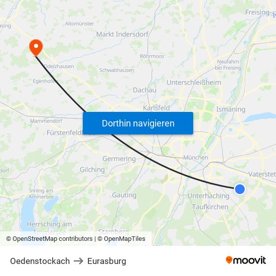 Oedenstockach to Eurasburg map