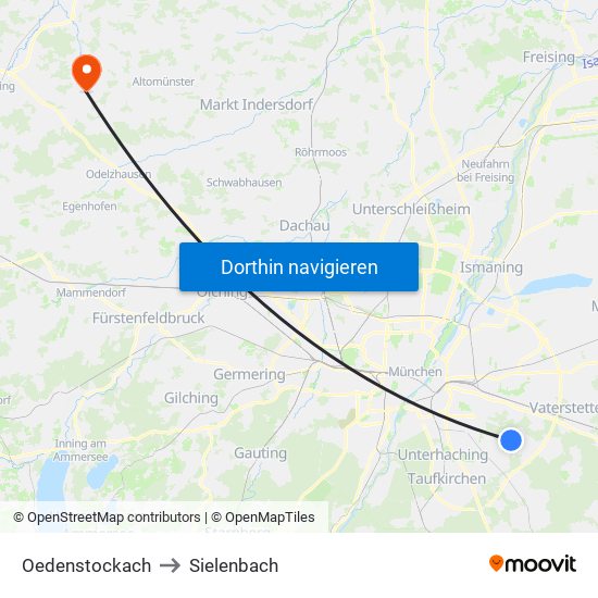 Oedenstockach to Sielenbach map