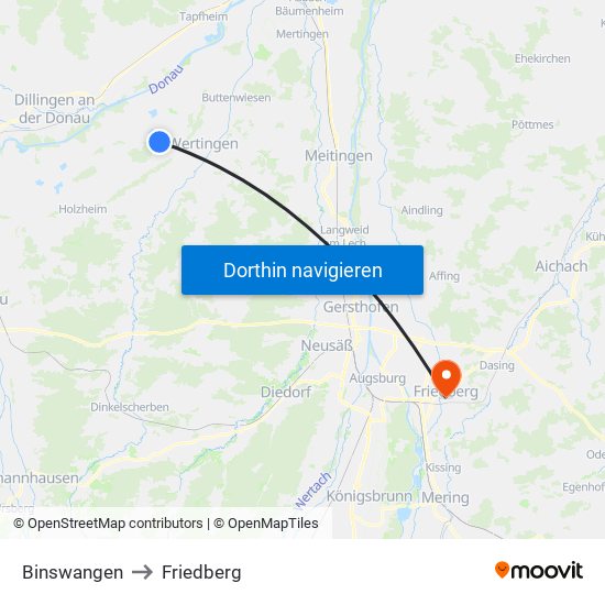 Binswangen to Friedberg map