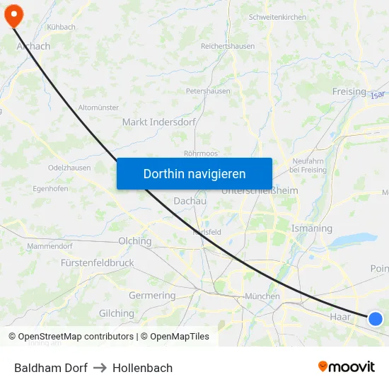 Baldham Dorf to Hollenbach map