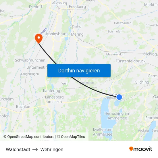 Walchstadt to Wehringen map