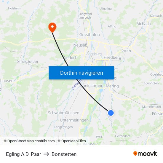 Egling A.D. Paar to Bonstetten map