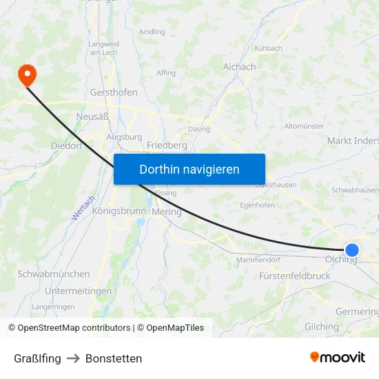 Graßlfing to Bonstetten map