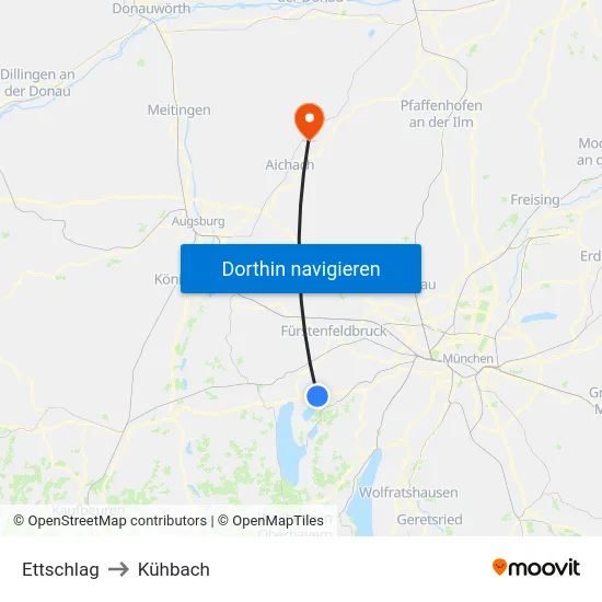 Ettschlag to Kühbach map