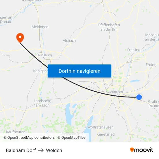 Baldham Dorf to Welden map