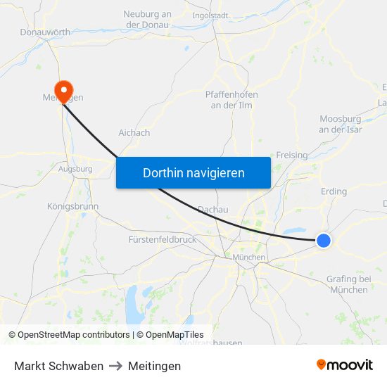 Markt Schwaben to Meitingen map