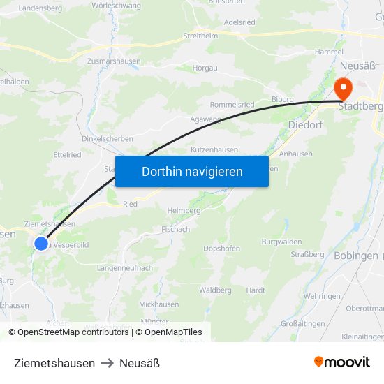 Ziemetshausen to Neusäß map