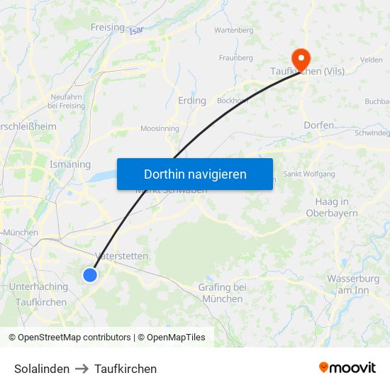 Solalinden to Taufkirchen map