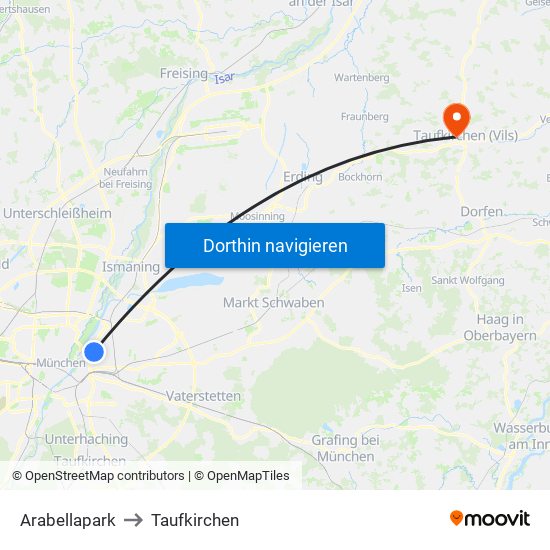 Arabellapark to Taufkirchen map