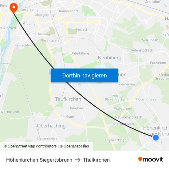 Höhenkirchen-Siegertsbrunn to Thalkirchen map