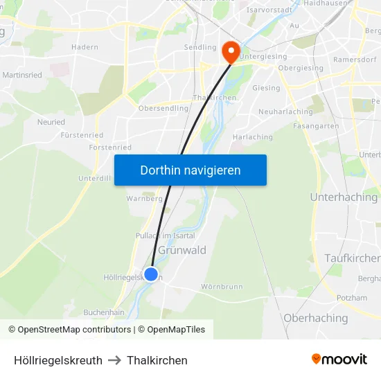 Höllriegelskreuth to Thalkirchen map