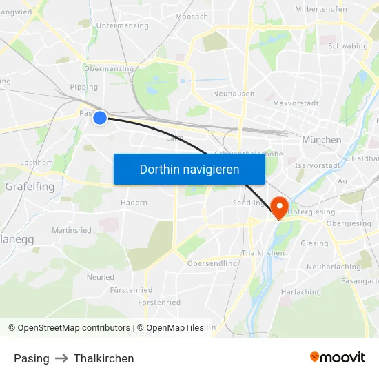 Pasing to Thalkirchen map