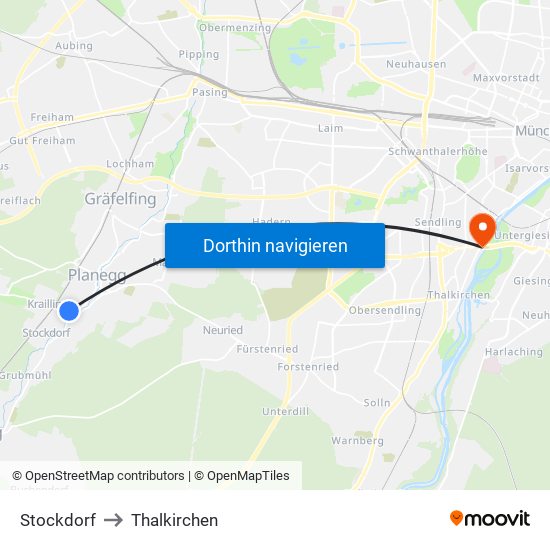 Stockdorf to Thalkirchen map