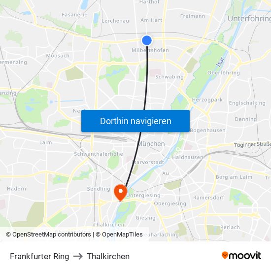 Frankfurter Ring to Thalkirchen map
