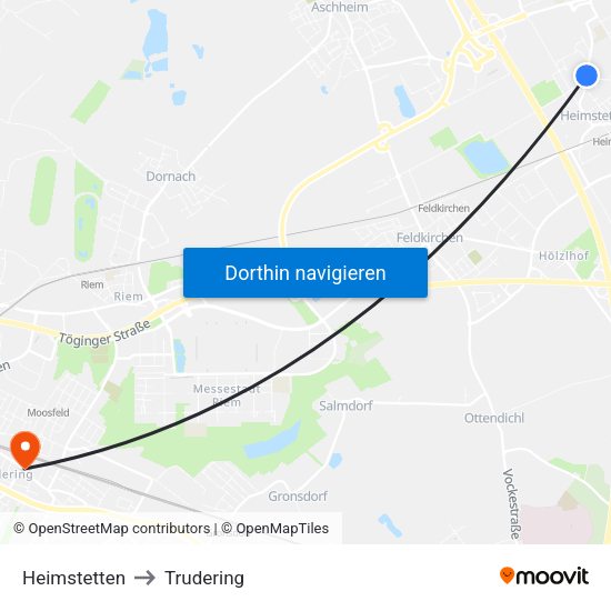 Heimstetten to Trudering map