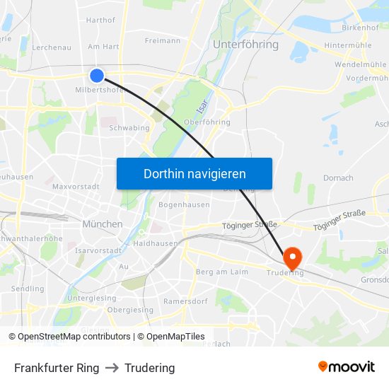 Frankfurter Ring to Trudering map