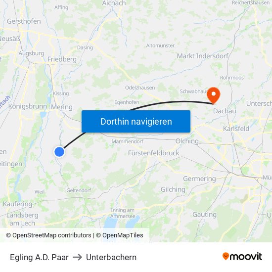 Egling A.D. Paar to Unterbachern map