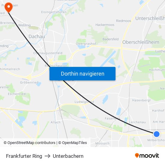 Frankfurter Ring to Unterbachern map