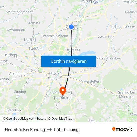 Neufahrn Bei Freising to Unterhaching map