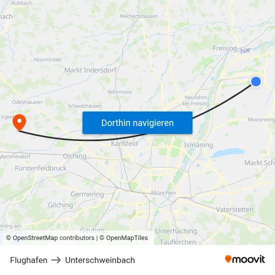 Flughafen to Unterschweinbach map