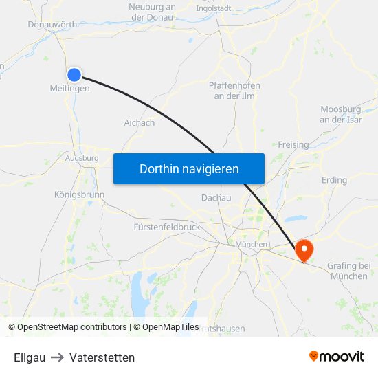 Ellgau to Vaterstetten map