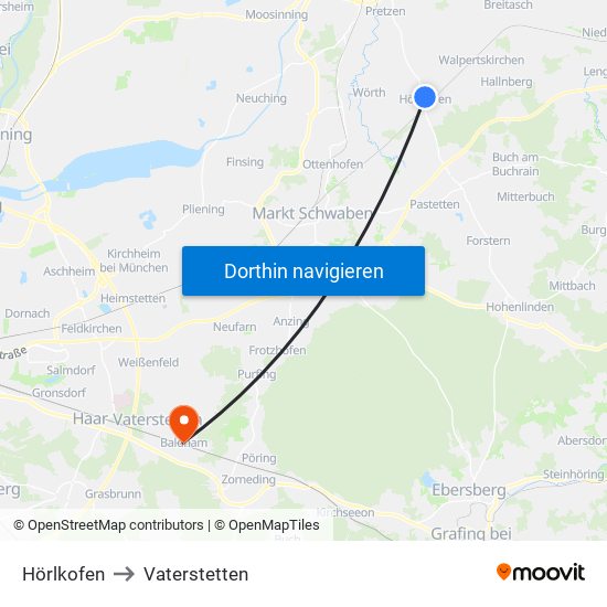 Hörlkofen to Vaterstetten map