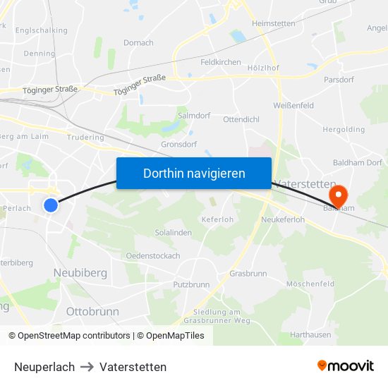 Neuperlach to Vaterstetten map