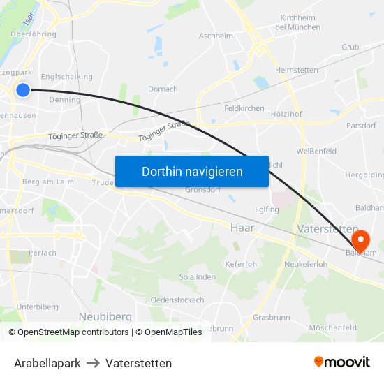 Arabellapark to Vaterstetten map