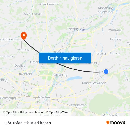 Hörlkofen to Vierkirchen map