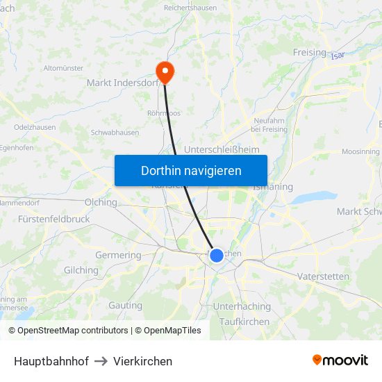 Hauptbahnhof to Vierkirchen map